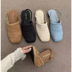 Cover Toe Weave Women Gladiator Flats Sandals