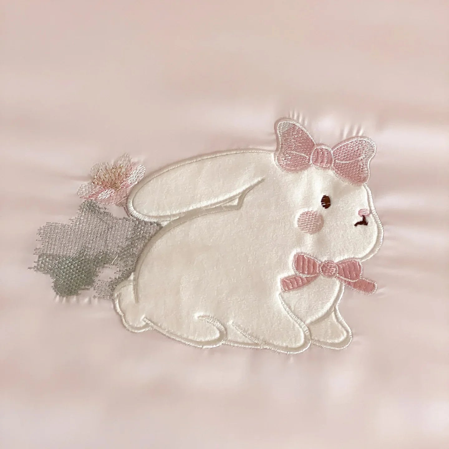 Pink Cute Rabbit Embroidery 600TC Lyocell Soft Silky Cooling Summer Bedding Set