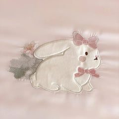 Pink Cute Rabbit Embroidery 600TC Lyocell Soft Silky Cooling Summer Bedding Set