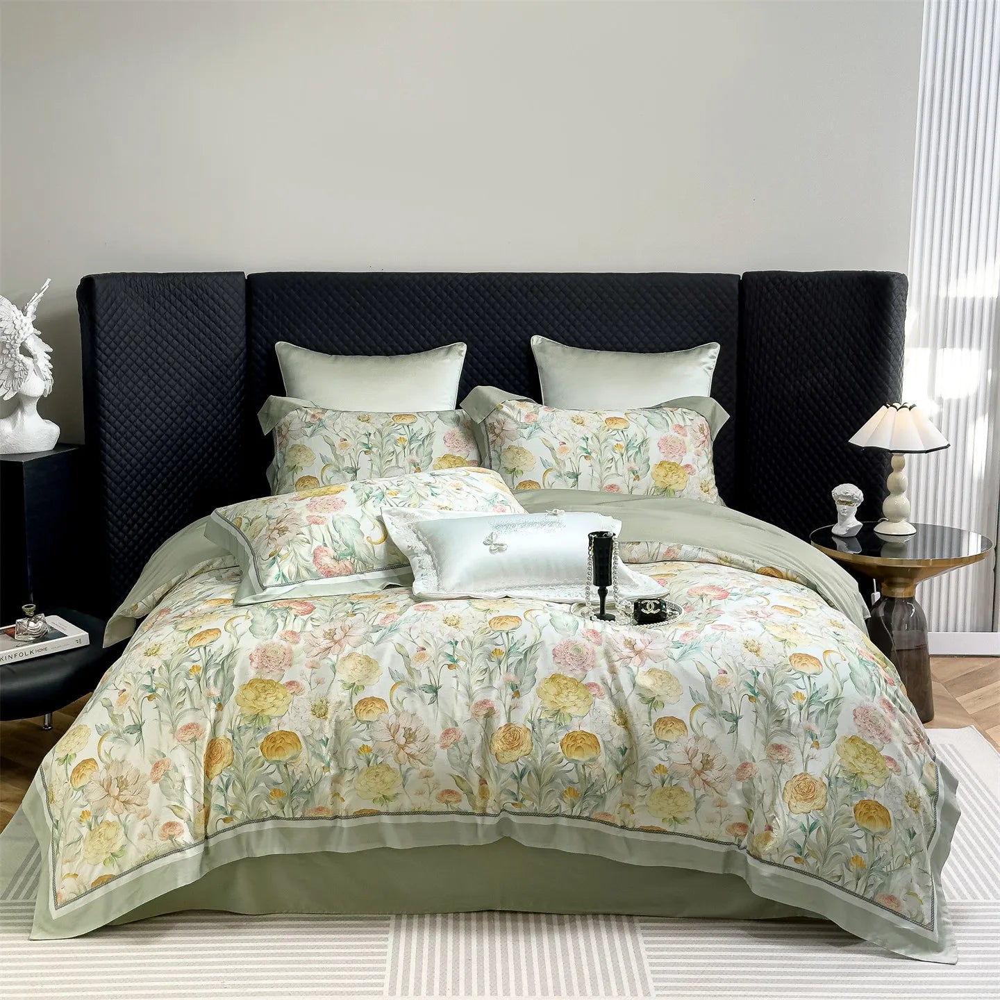 Flowers Prints Luxury Queen King Size Bedding Set