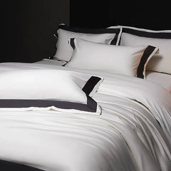 4Pcs Premium 1000TC Egyptian Cotton Solid Color Hotel Style Wide Edge Bedding Set