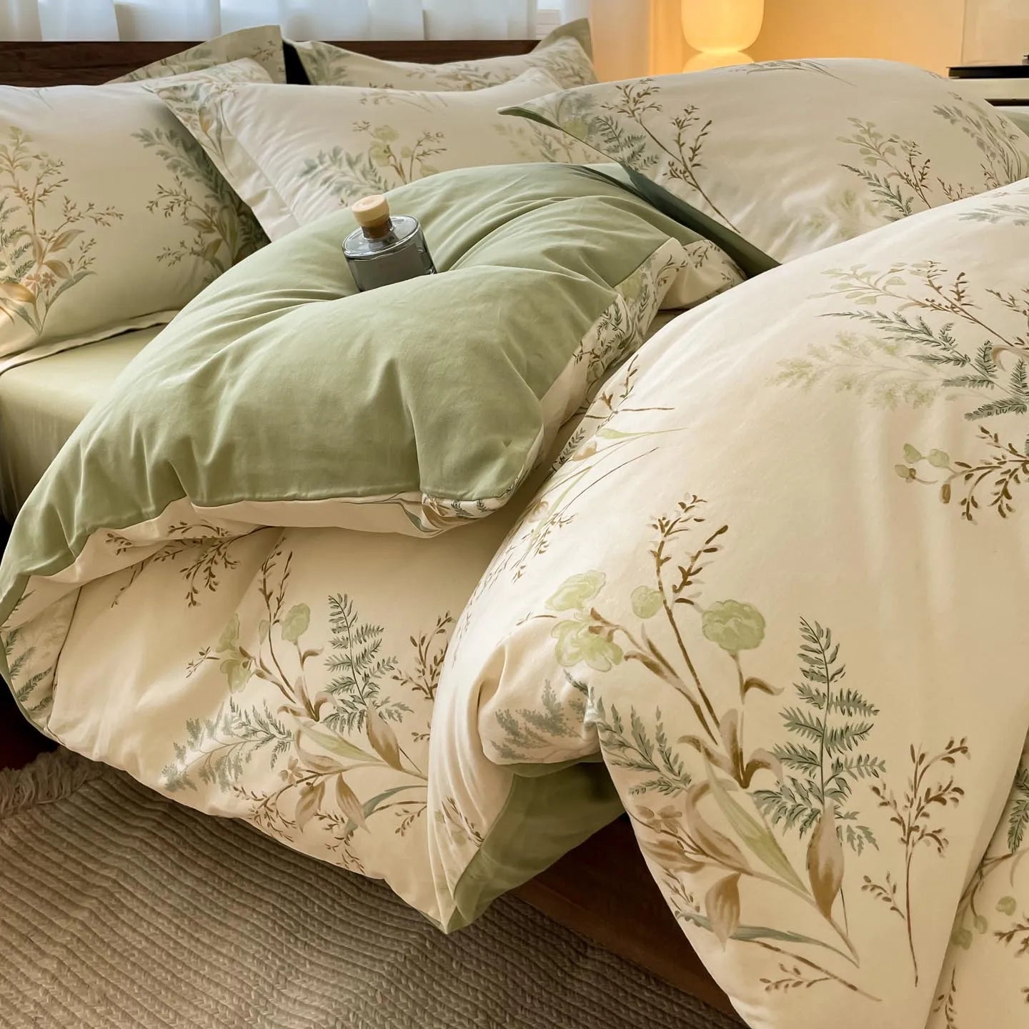 Thickened 4Pcs Bed Set Pure Cotton Long Staple Cotton Soft Bed Sheet Fitted Sheet Duvet Cover