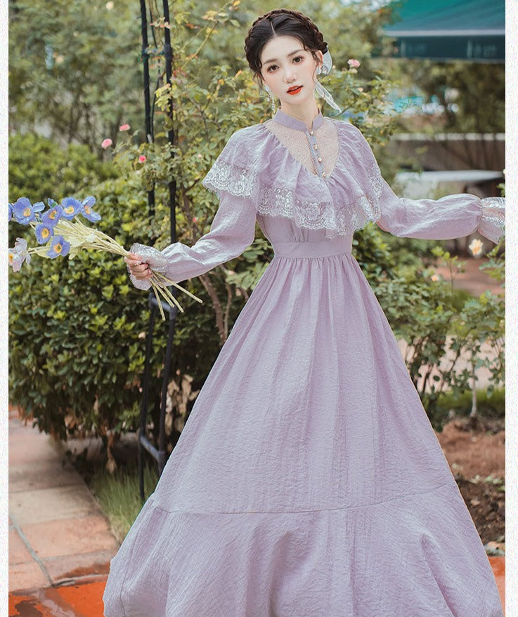 Vestido vintage eduardiano de ninfa lila