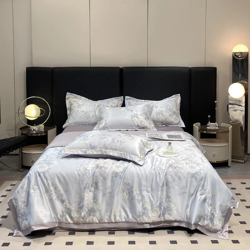 Summer Printed Quilt Set with Pillowcase Washed Cotton Bedding Set