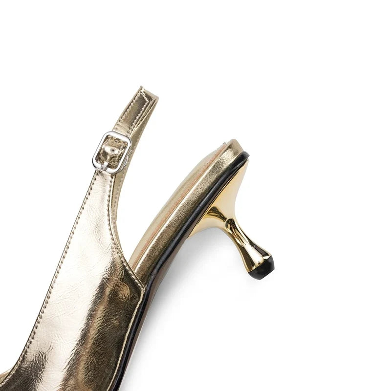 leather cowhide pointed bow high Heels
