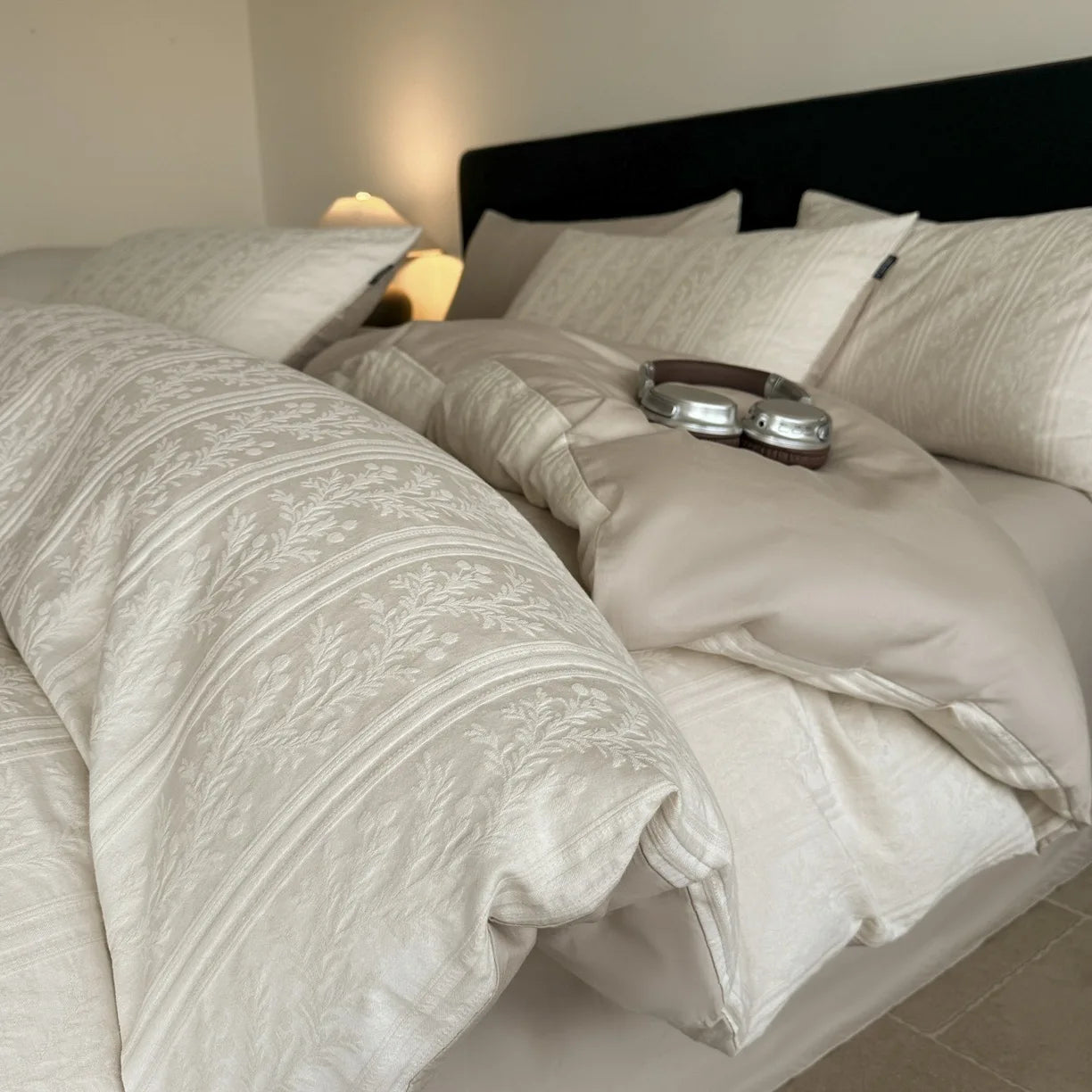 Thick Woven Cotton Jacquard 4 Piece Bed Set Luxury Pure Cotton Duvet Cover Sheet Set