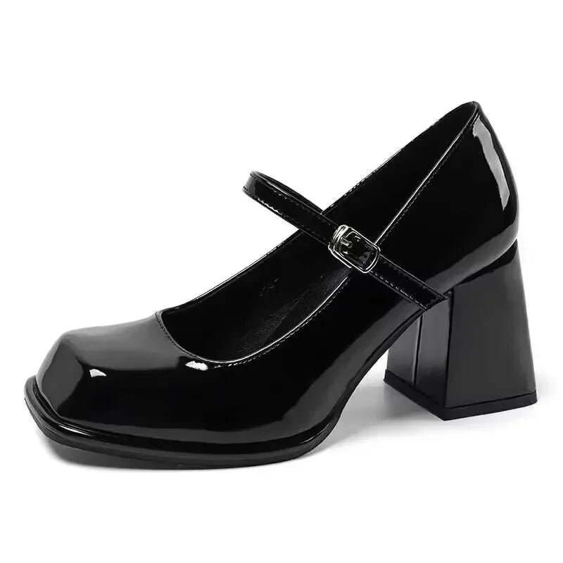 Adele Square Toe Thick Heels