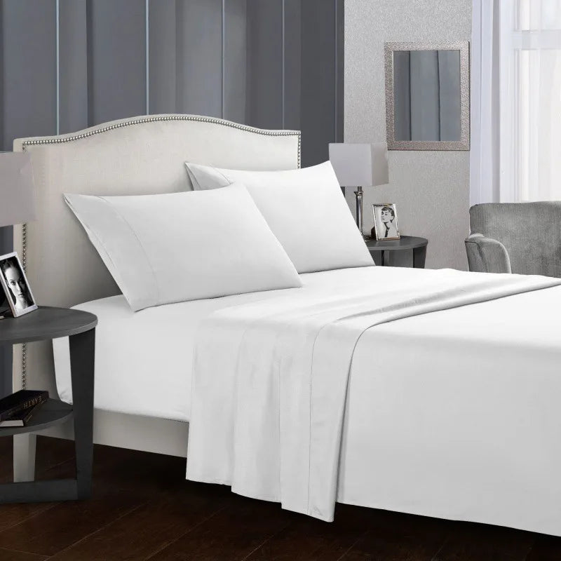 Solid color bed linen set sheets full sets mattress cover flat and fitted sheet with pillowcases Twin Full Queen King Size