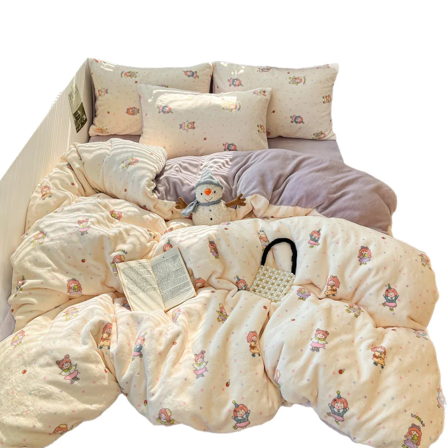 Winter Thick Velvet Duvet Cover Set Student Dormitory Bedding Set