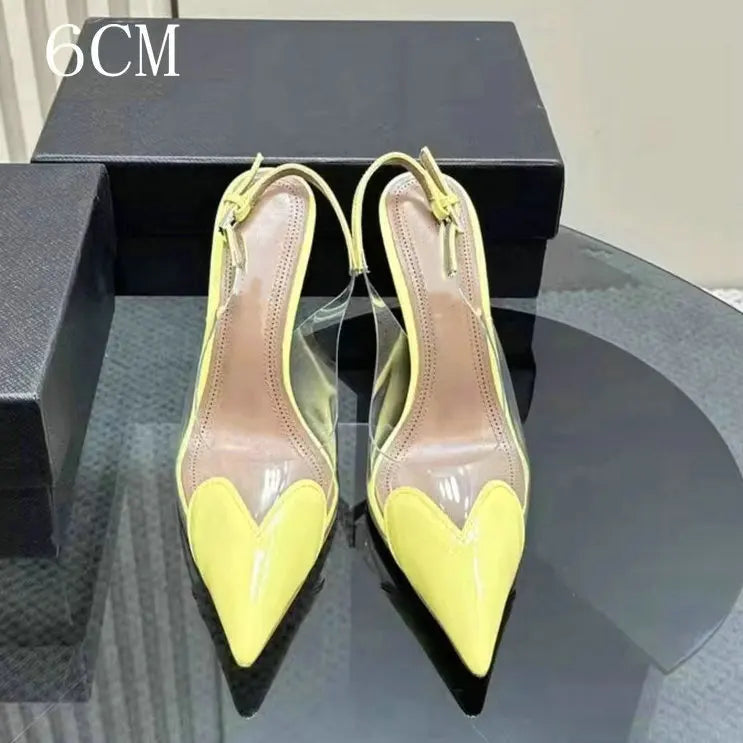 Heart-Shaped Transparent High-Heeled Sandals