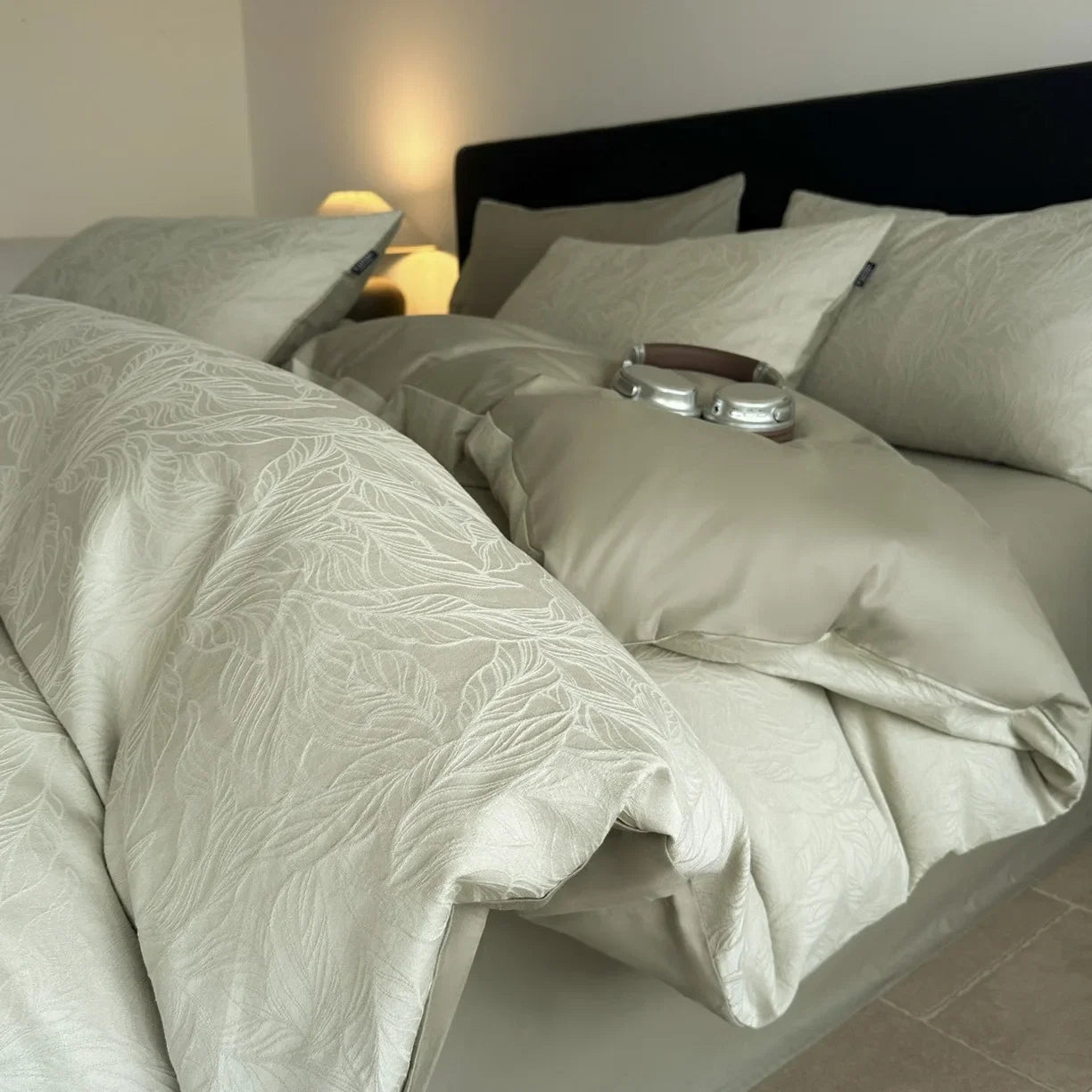 Thick Woven Cotton Jacquard 4 Piece Bed Set Luxury Pure Cotton Duvet Cover Sheet Set