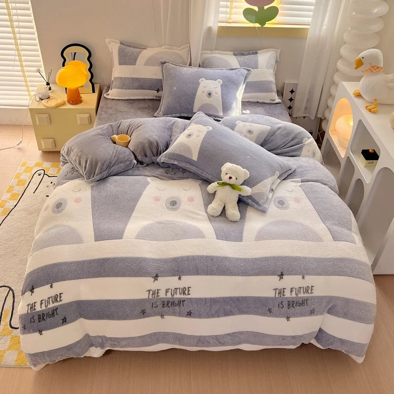 Winter Thicken Warm Short Plush Duvet Cover King Double Queen Size Double-side Coral Fleece Quilt Cover Not Including Pillowcase