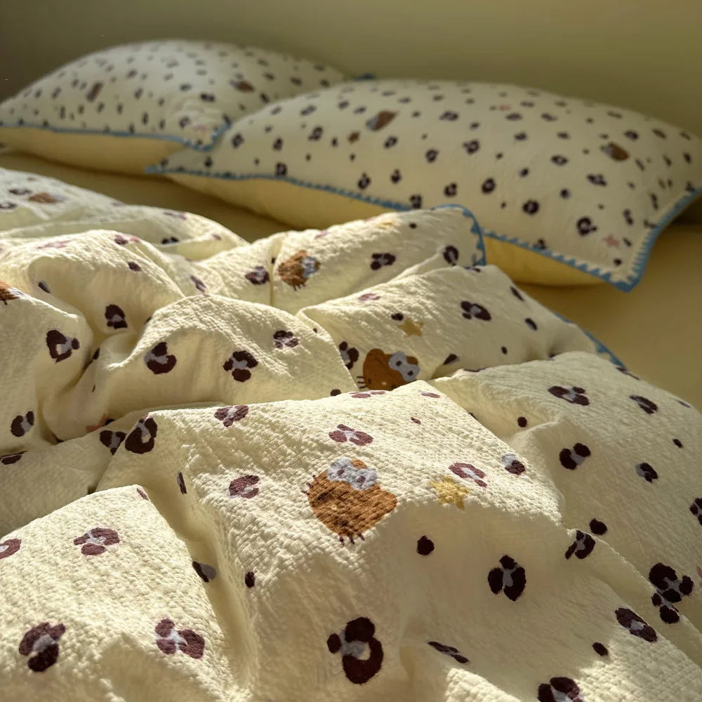 Pure Cotton 4 Piece Bed Sheet Set Dormitory Bedding Twin Full Queen King Size Soft Breathable