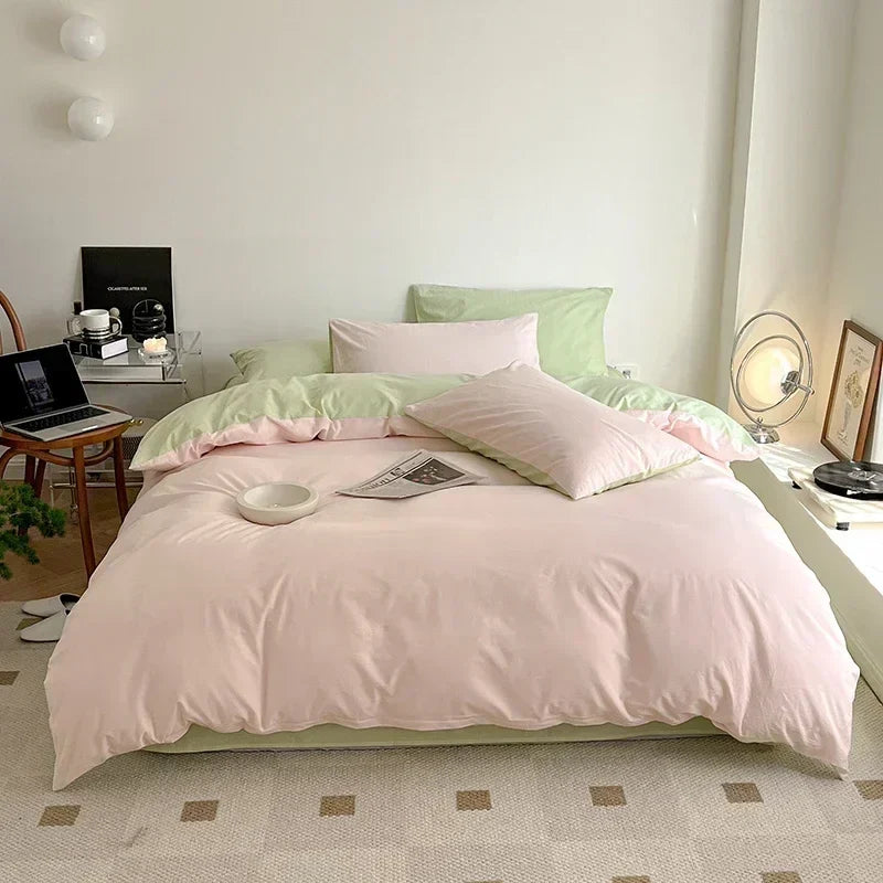 High End 100% Cotton Duvet Cover Set Mixed Color Skin Friendly Queen Bedding Set