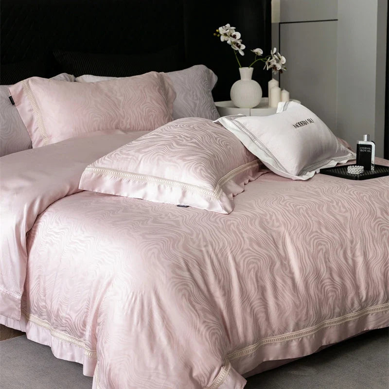 1000TC Egyptian Cotton Soft Silky Jacquard Embroidery Luxury Bedding Set