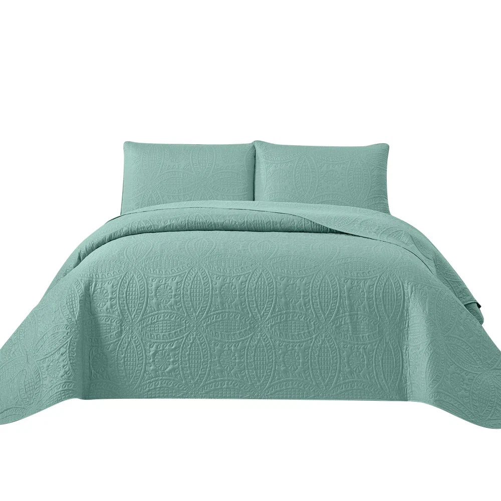 3pcs Luxury Quilted Microfiber Bedspread Coverlet Bedding Set
