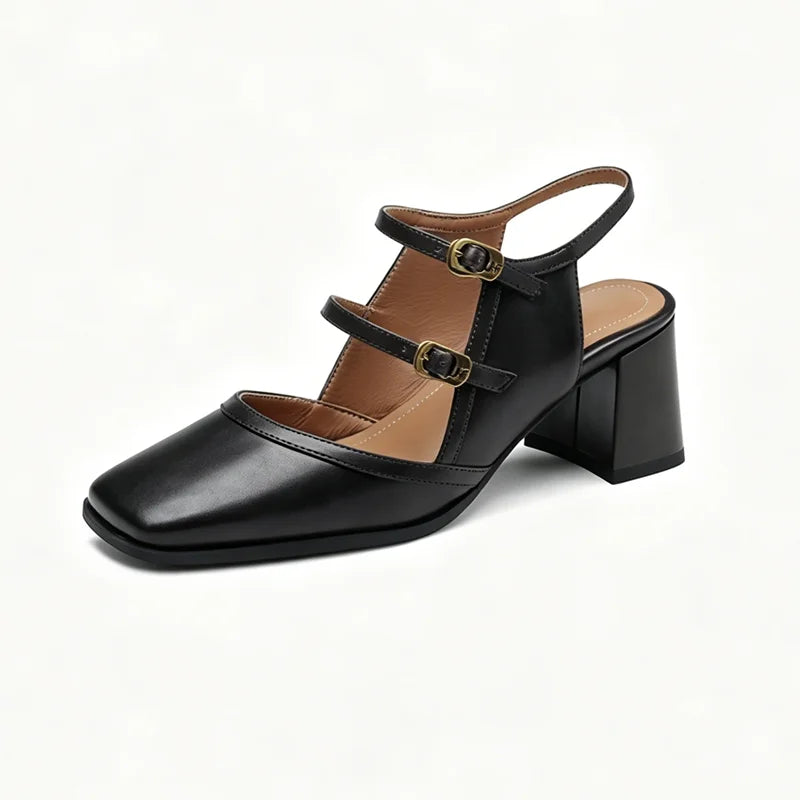 and cowhide thick Heel