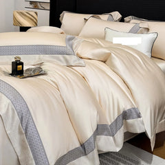 100% Egyptian Cotton Luxury Jacquard Embroidery Wide Border Bedding Set