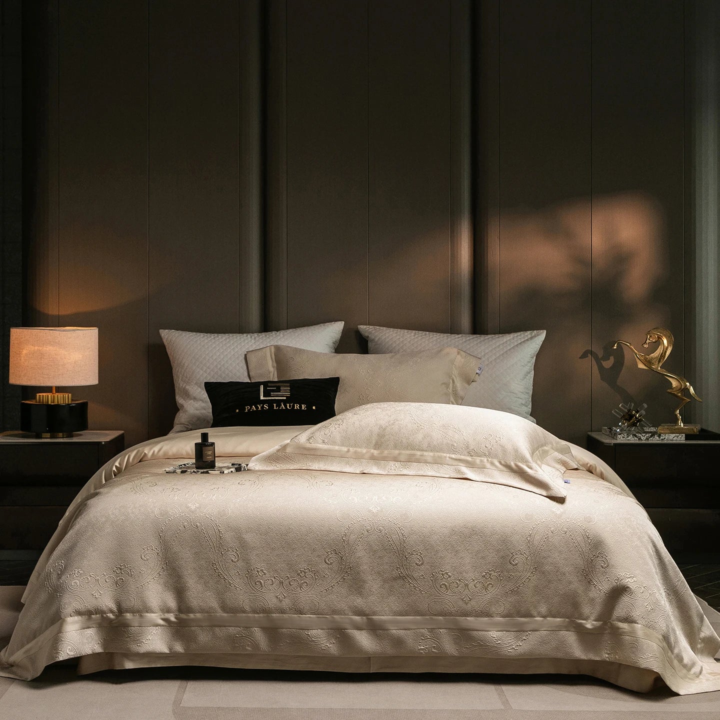 Thick Woven Embossed Jacquard Lyocell Cotton Bedding Set, Soft Silky Duvet Cover Set, Pillowcases, Bed Sheet/Fitted Sheet, 4Pcs