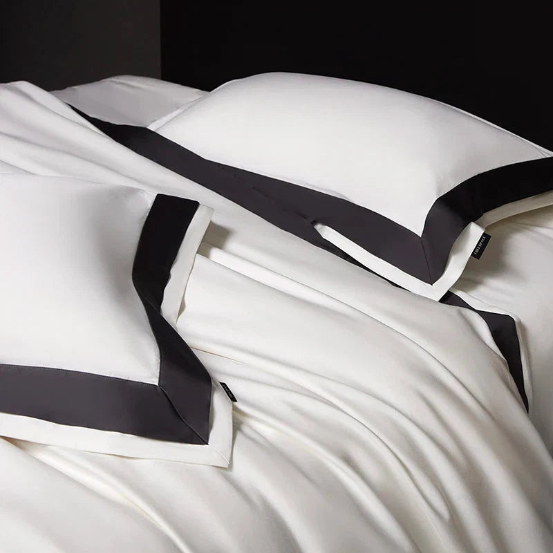 4Pcs Premium 1000TC Egyptian Cotton Solid Color Hotel Style Wide Edge Bedding Set