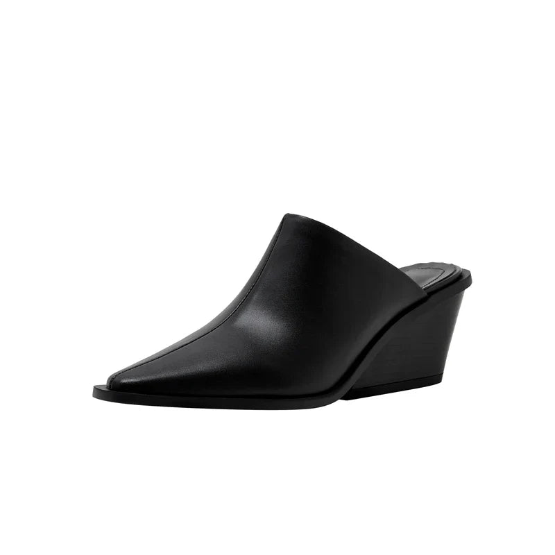 Kaky's Cow Pasted Leather Pointed Wedge Heels