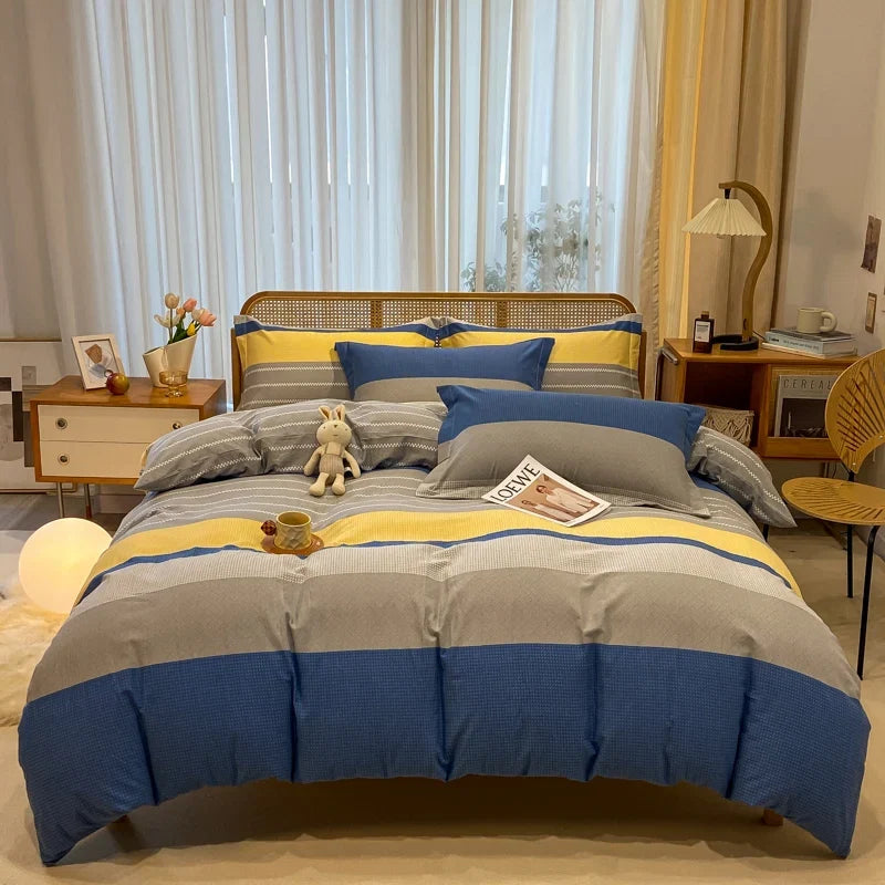 High Quality 100% Cotton Duvet Cover Set Modern Striped Printed Bedding Set