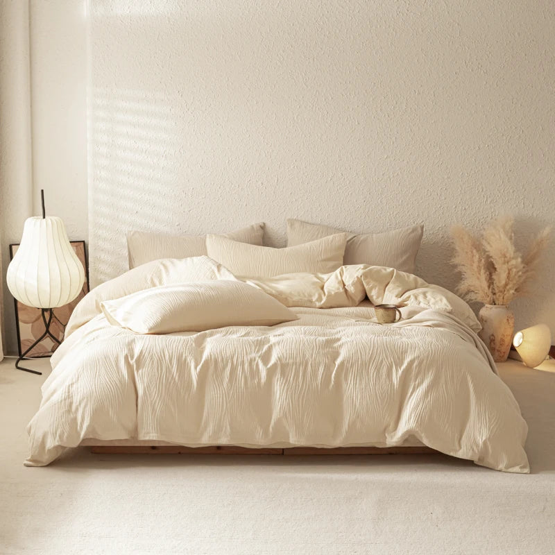 3/4Pcs Modern Minimalist Solid Color Bedding Set