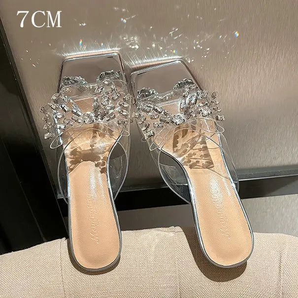 Big Diamond Rhinestone Transparent Sandals