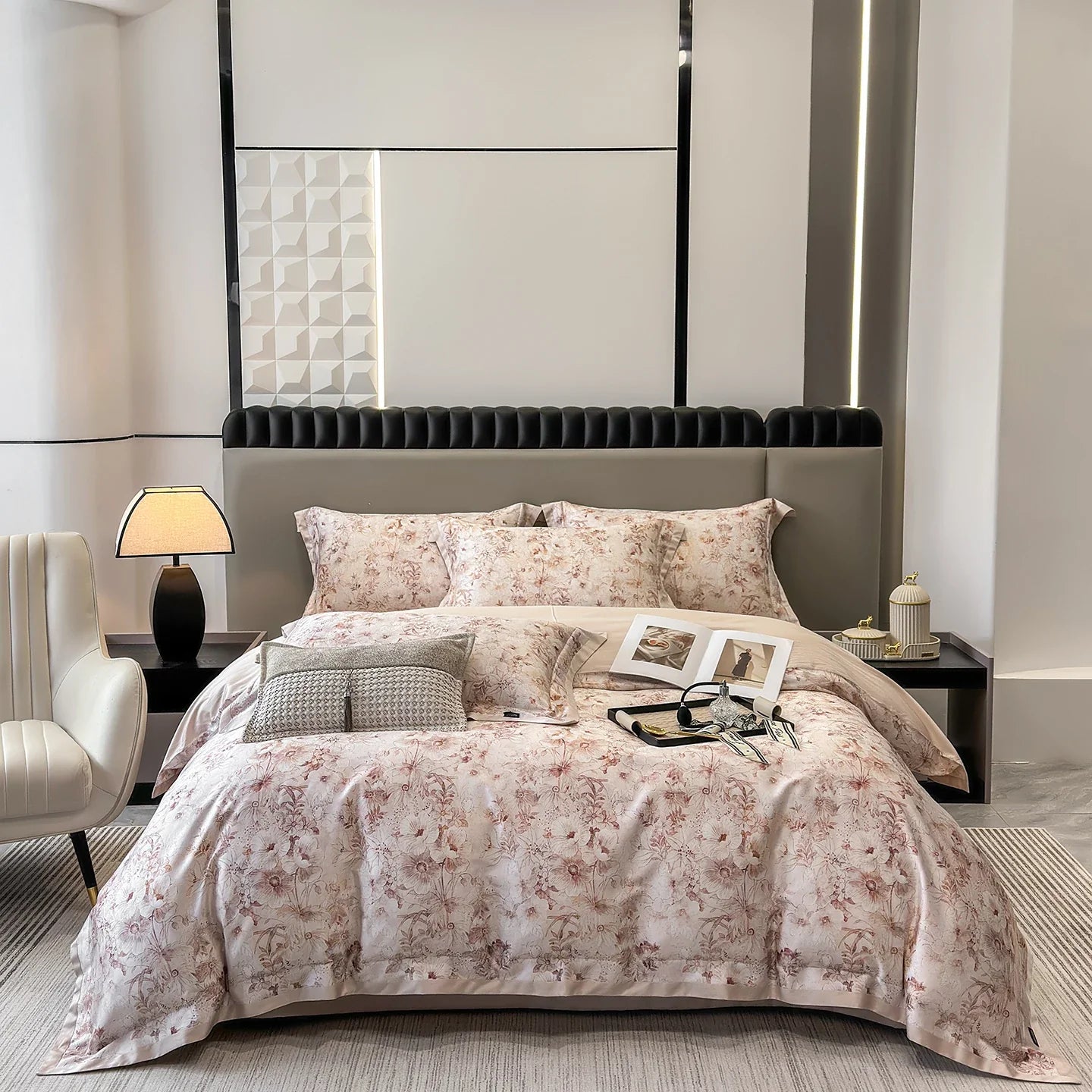 Flowers Print Luxury Queen King Size Bedding Set