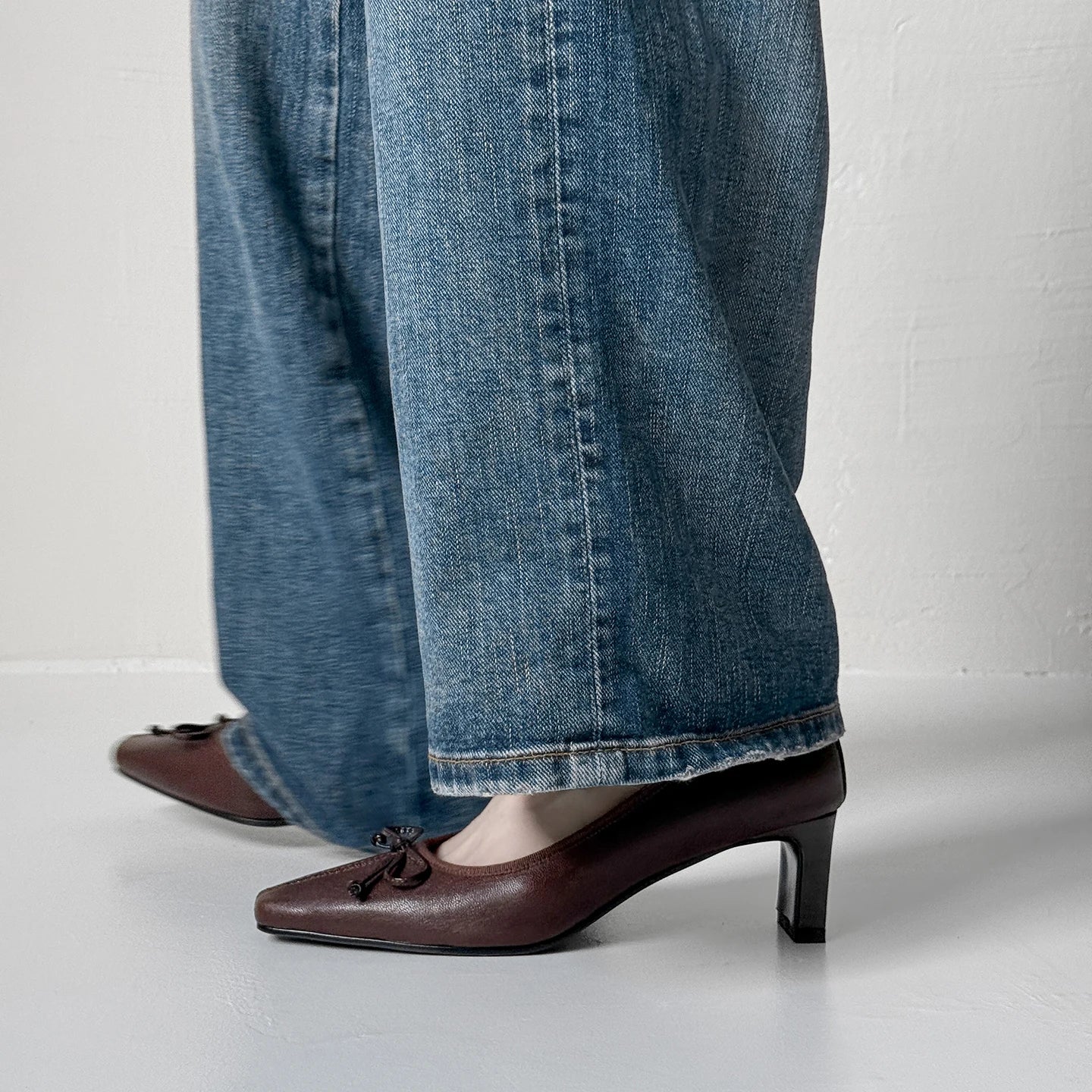 sheepskin square toe pull-on Chunky Heels
