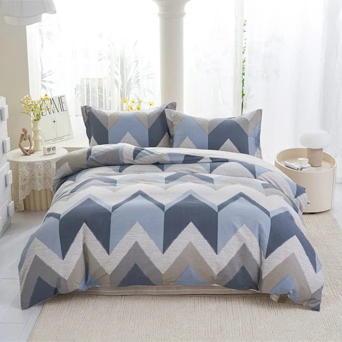 100% Cotton 4 Piece Bed Sheet Set Pure Cotton Simple Design Double Bedding Set