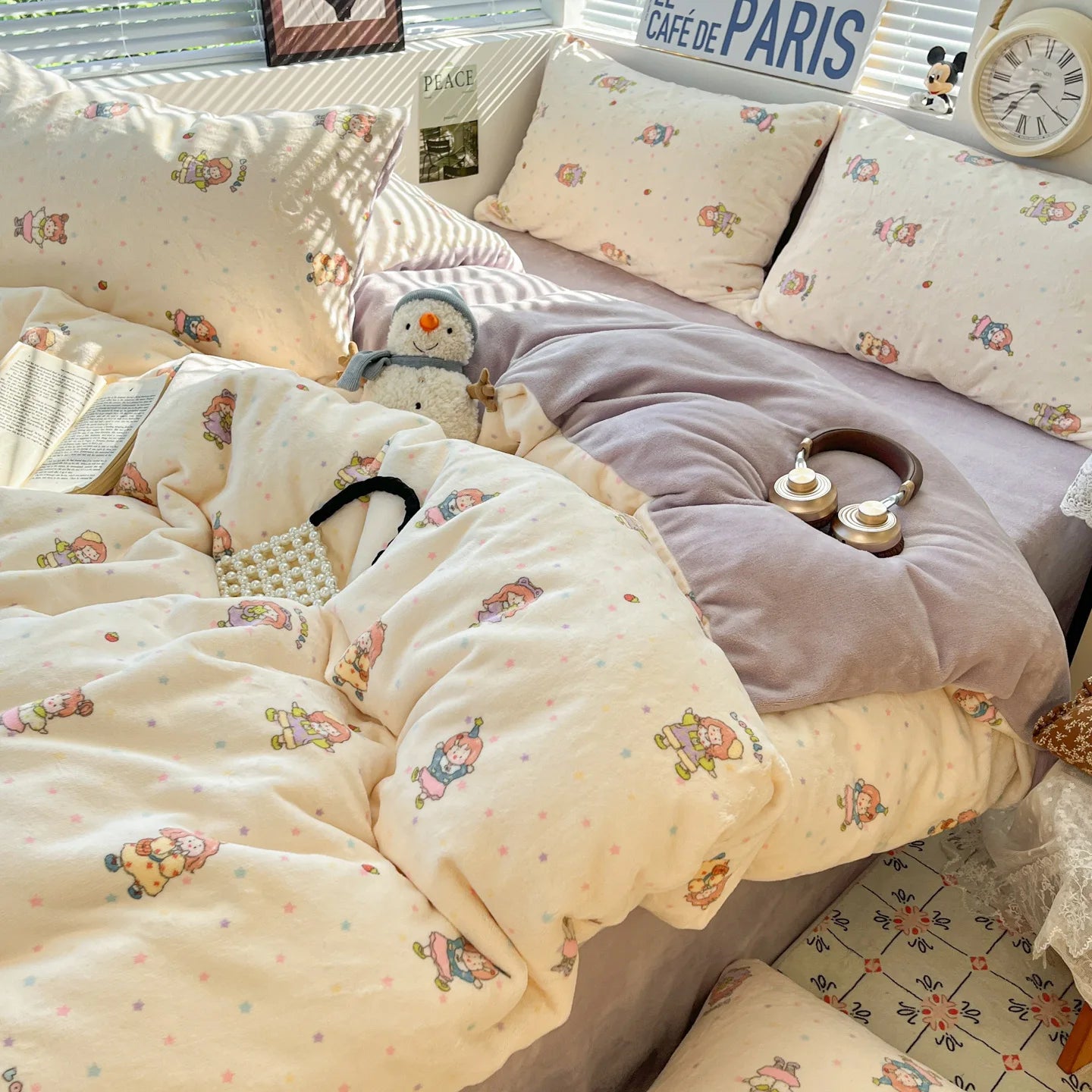 Winter Thick Velvet Duvet Cover Set Student Dormitory Bedding Set