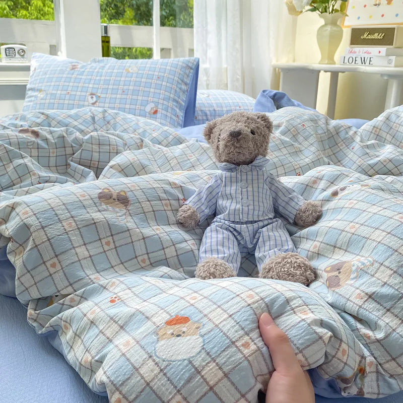 Korean Wrinkled Double Layered Yarn Bedding Sets
