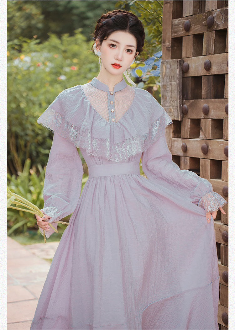 Vestido vintage eduardiano de ninfa lila