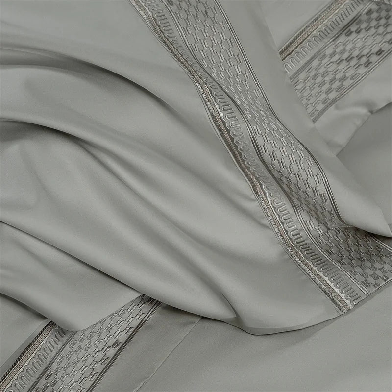1000TC Egyptian Cotton Luxury Embroidery Hotel Style Solid Color 4Pcs Bedding Set