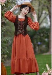 Your Muse 2-Piece Cotton Cottagecore Dress+Vest