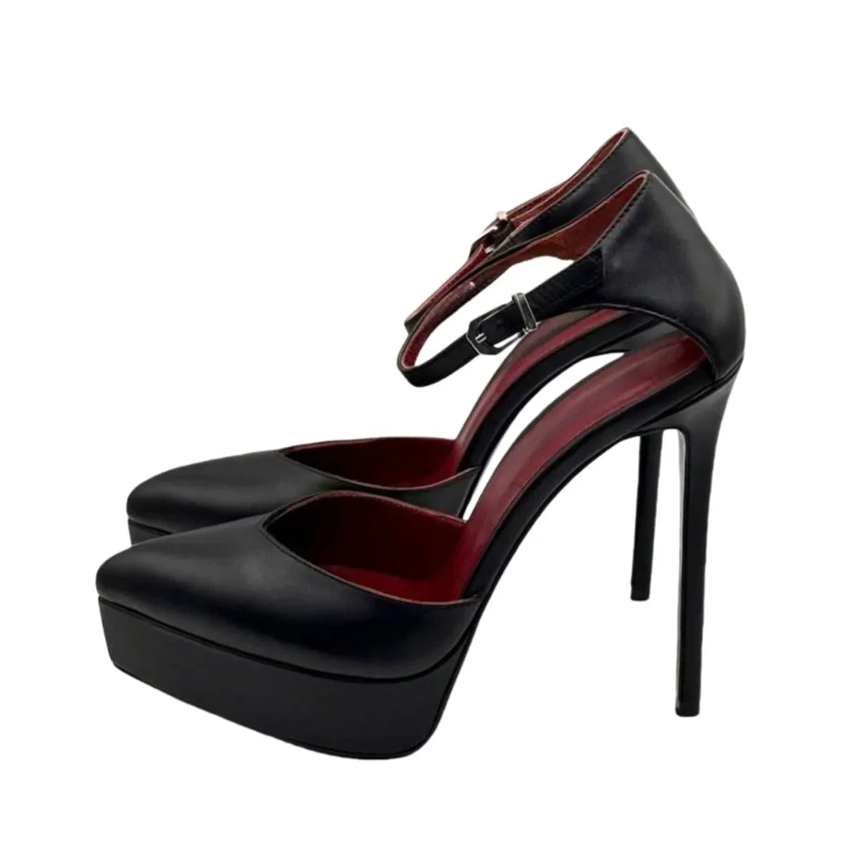 Burgundy Patent Leather Platform Banquet Shoes