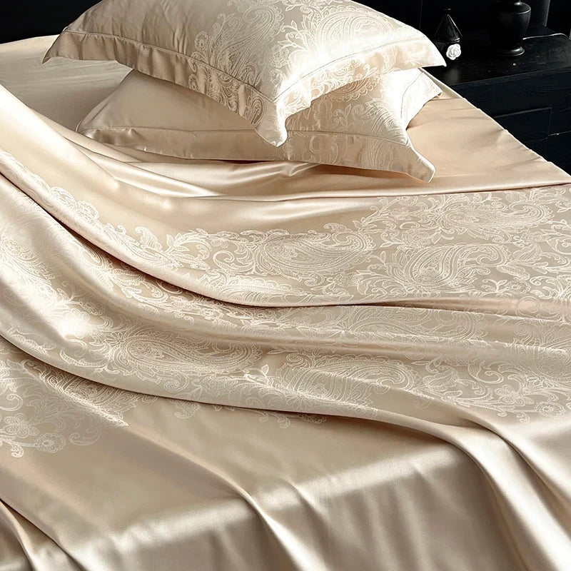 Satin Jacquard 1000TC Egyptian Cotton Patchwork European Luxury Bedding Set