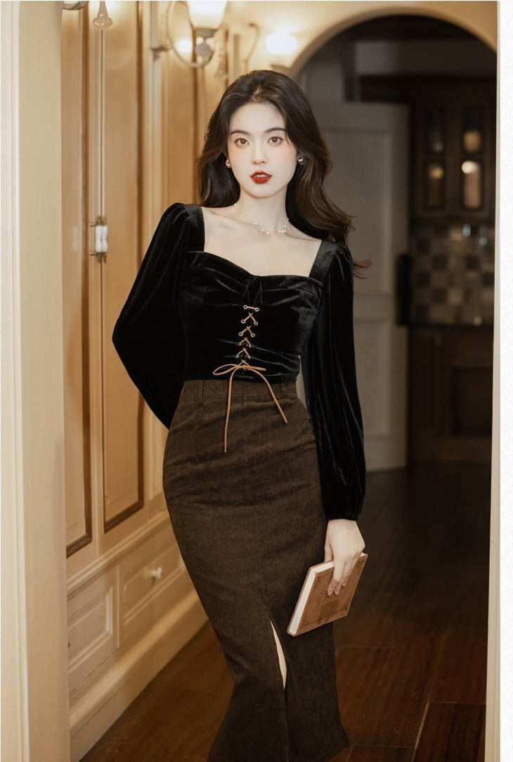 Conjunto Dark Academia de 2 piezas Darkening Night