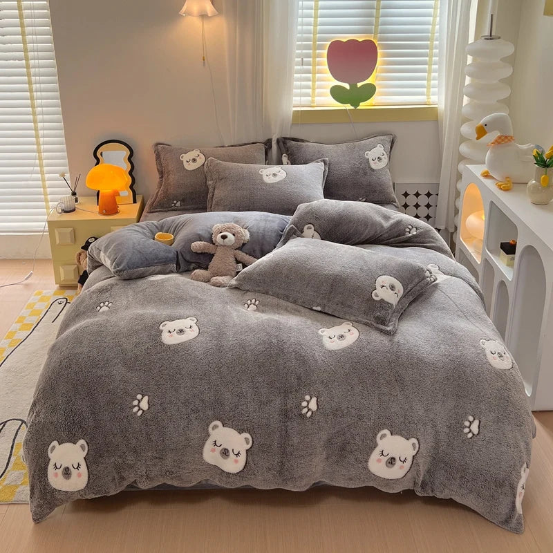 Winter Thicken Warm Short Plush Duvet Cover King Double Queen Size Double-side Coral Fleece Quilt Cover Not Including Pillowcase