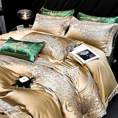 Gorgeous Silky Brocade Jacquard Egyptian Cotton Luxury European Bedding Set