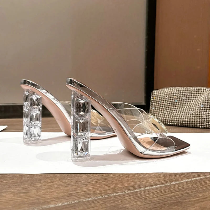 Big Diamond Rhinestone Transparent Sandals
