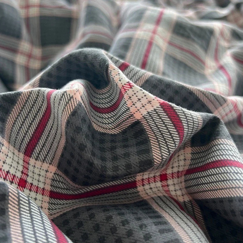 Vintage Plaid Cotton Duvet Cover Set Twin Full Queen Size Soft Bed Flat Sheet Bedding Set
