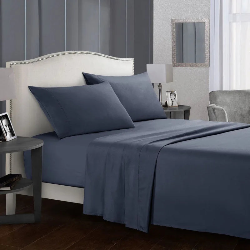 Solid color bed linen set sheets full sets mattress cover flat and fitted sheet with pillowcases Twin Full Queen King Size