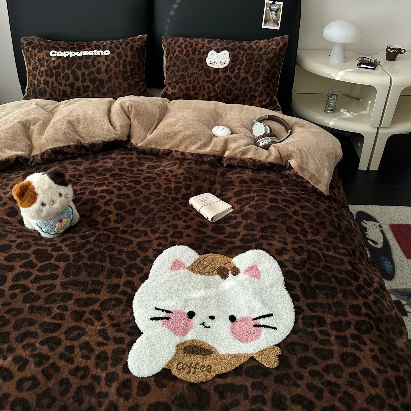 Kawaii Bear Embroidered Winter Bedding Set