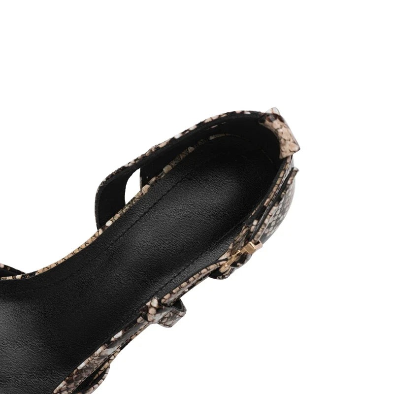snake patterned cowhide pointed high Heels
