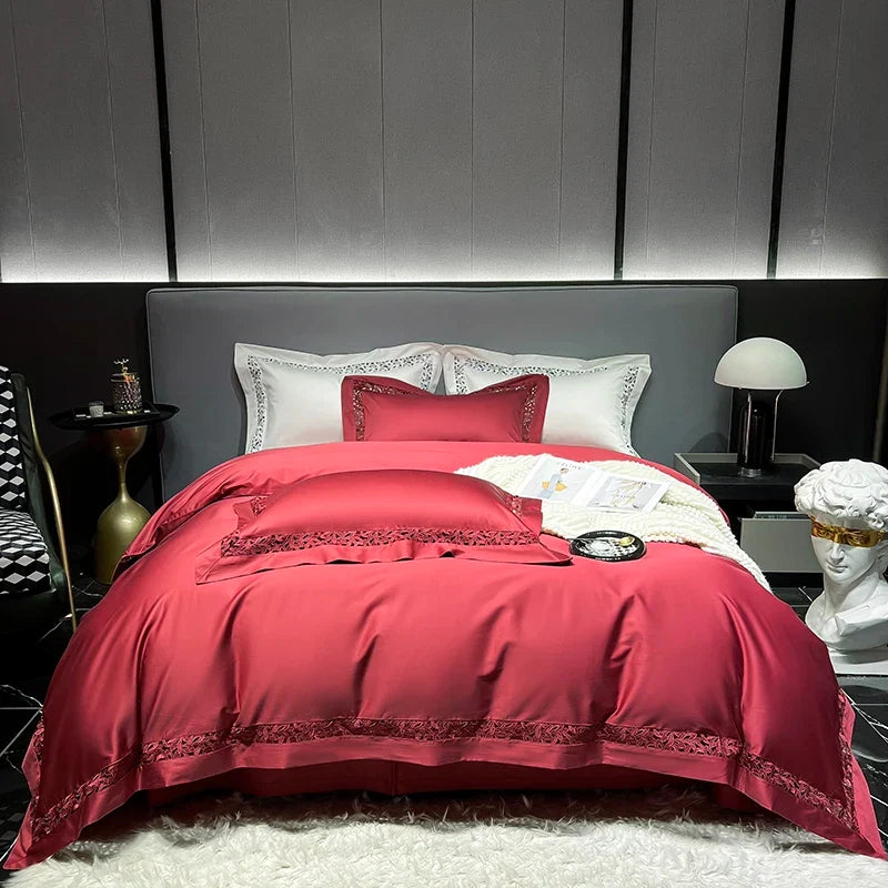 Premium 1200TC Egyptian Cotton Hollow Wide Edge Luxury Bedding Set