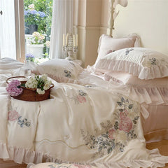 100% Cotton Floral Embroidery Bedding Set