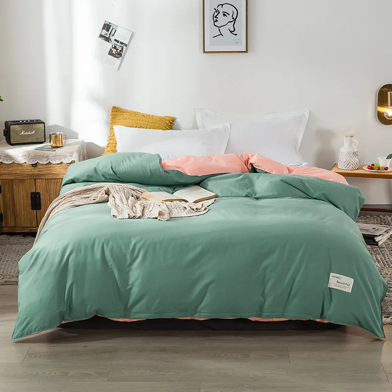 1PC Cotton Single Double Quilt Cover Simple Solid Color Korean Version Duvet Covers Skin Friendly Bedding Comforters Covers
