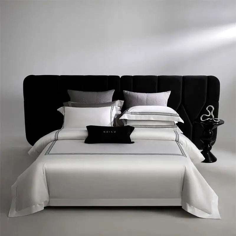 1000TC Egyptian Cotton Solid Color Hotel Style Luxury Embroidery Bedding Set